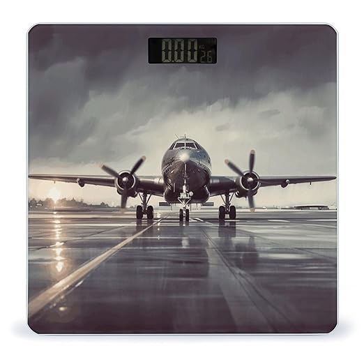 Airplane Art Scale for Body Weight Highly Accurate Digital Bathroom Body Scale Digital Bathroom Scales for People Anti-Slip Large LCD Display Smart Scales