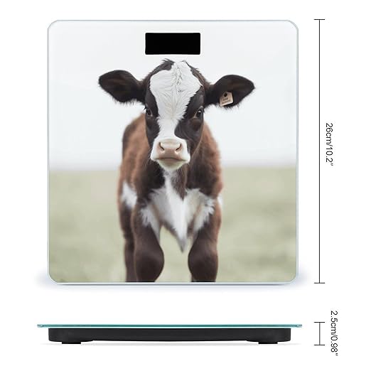 Cow Bathroom Scale for Body Weight Bathroom Digital Electronic Weighing Scale with Back Lit LED Display Sturdy Tempered Glass Weight Watchers Scales 400lb