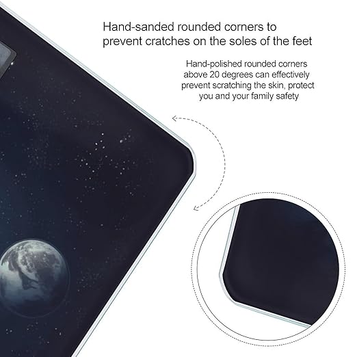 Astronaut Space Scale for Body Weight Safe Rounded Corners Tempered Glass Digital Bathroom Scale LED Display 400lb Capacity Weight Scales with High Precision Sensors