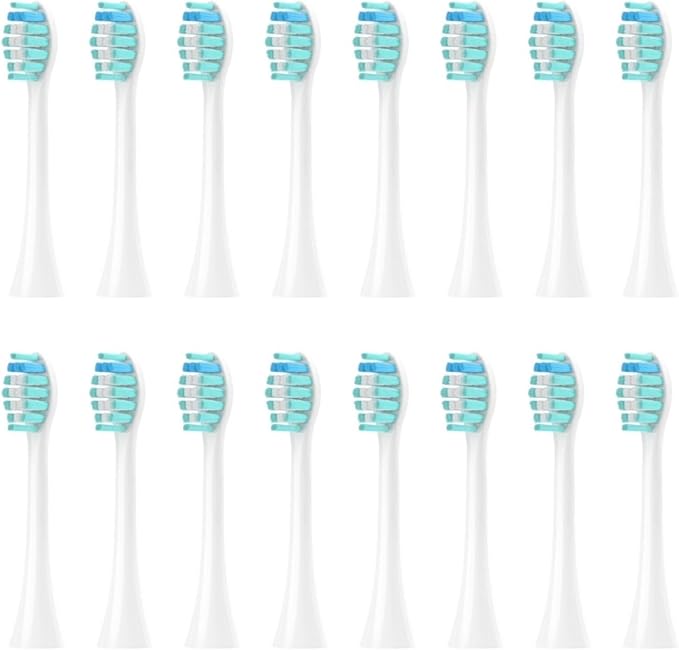 16pcs Electric Toothbrush HeadCompatible for 051B Cleaning Replacement Bristle Brush Heads Nozzles(16PCS White)