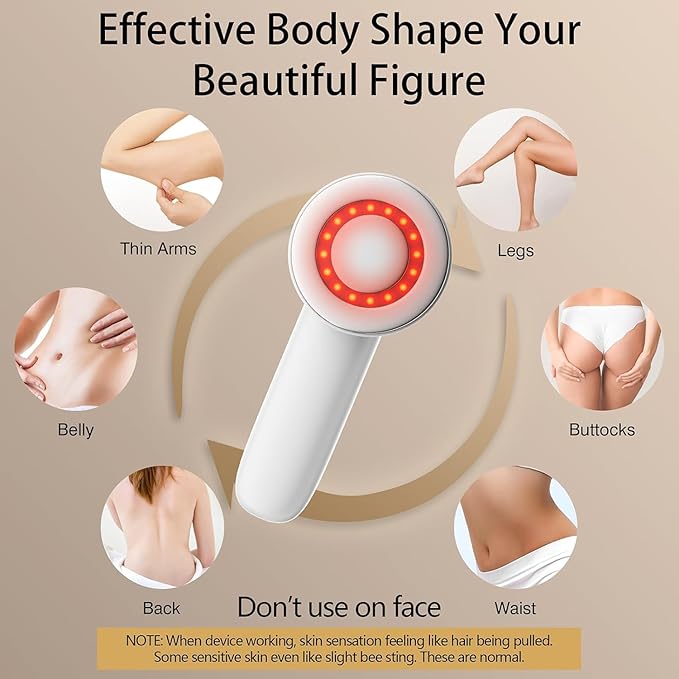 Cellulite Massager Tool Body Sculpting Machine 4 in 1 Body Sculpting Tool with Heating Skin TighteningCordless Electric Handle Massager Cellulite Remover for BellyWaistArmsLegsetc(White)