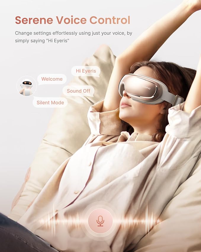 RENPHO Eyeris 3 Eye Massager with Heat and Cooling Voice Control Mothers Day Birthday Gifts for Mom Women Men Her FSA Eligible HSA Eye Mask for Migraine Relief Eye Care Dry Eye Relax Reduce Strain