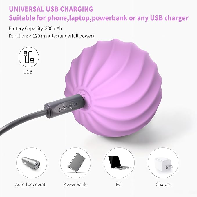 2.5 Mini Massage Ball 10 Speeds Vibrating Massage Roller Ball for Palm Hand Foot Leg Neck Back Trigger Point Muscle Therapy Ball for Myofascial Release Plantar Fasciitis Relief (Purple)