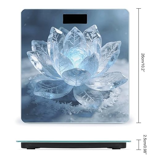 Frost Lotus Glowing Light Weight ScaleClear LED Display Bathroom Digital Weighing ScaleTempered Glass Digital Bathroom Scale for Body Weight Capacity Up to 400 Lbs