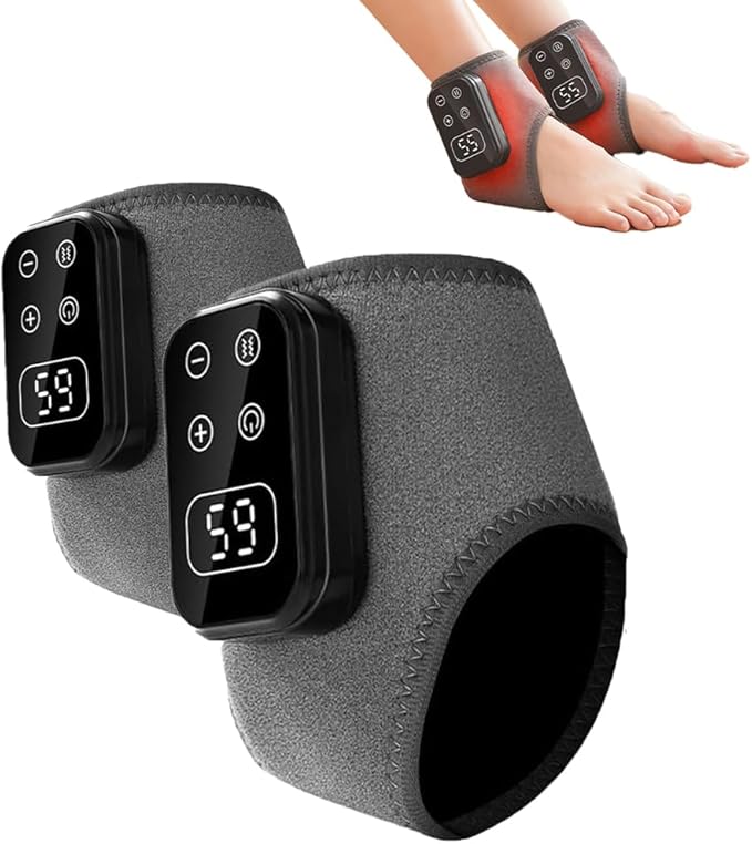 Foot Advanced Renew Triple Method Massager with 5 Vibration Modes and 6 Heat Levels Suitable for Reduce Fatigue and Plantar Fasciitis Travel &amp Home Use（Grey 2pcs）