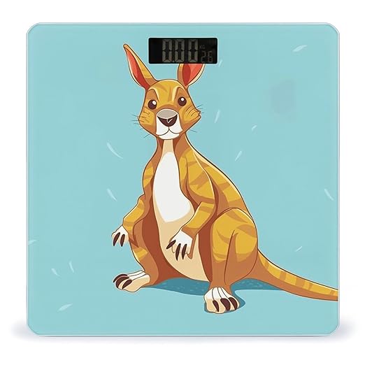 Funny Cartoon Kangaroo Zoo Scale with LCD Precision Weighing Scales Sturdy Tempered Glass Weight Scales Easy-to-Read Anti-Slip Weight Digital Bathroom Scale for Daily
