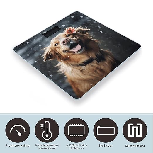 Happy Dog in Rain Scale for Body Weight Accurate Digital Bathroom Scale Toughened Glass High Precision Scales Smart Weight Scales with Large LCD Backlight Display Weighing Machine