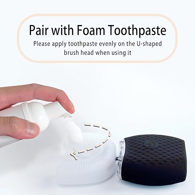 Automatic Toothbrush for Adults - Ultrasonic Electric Toothbrush Rechargeable Waterproof Design with Soft Bristles &amp 30s Timer Wireless Charging Portable Travel &amp Home Use (Black)