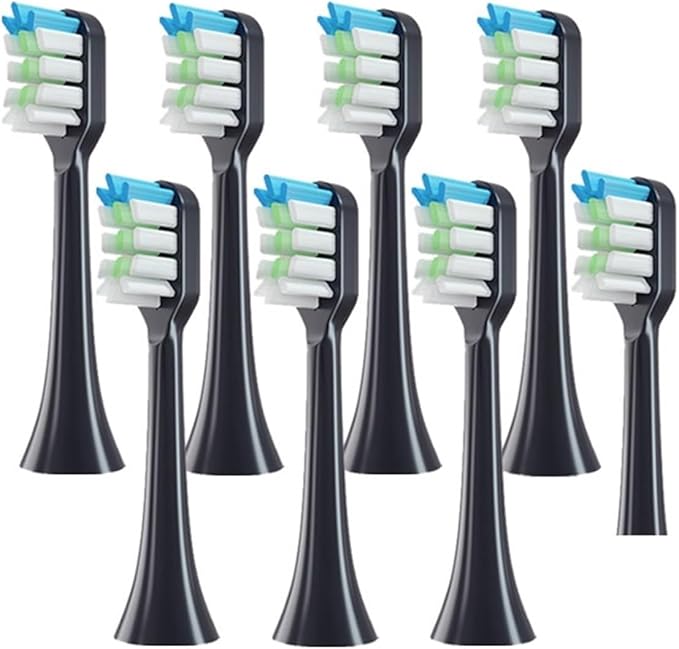 SuitableCompatible for Evowera Electric Toothbrush Planck O2 Replacement Heads Medium Hardness Vacuum(8PCS Black)