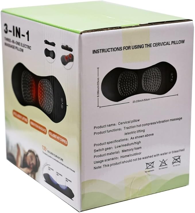 Smooth Spine Triple Fusion Back Massager 3-in-1 Electric Lumbar Support Pillow Heat Vibration Massage Lower Back Spine Decompression Device with Traction for Neck and Shoulder and Backs (Dark Gray)