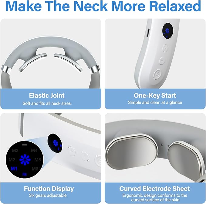 ITECFREELY Neck Massager with Heat Electric Portable Muscle Relaxation at Home &amp Office Ideal Gift for Women &amp Men