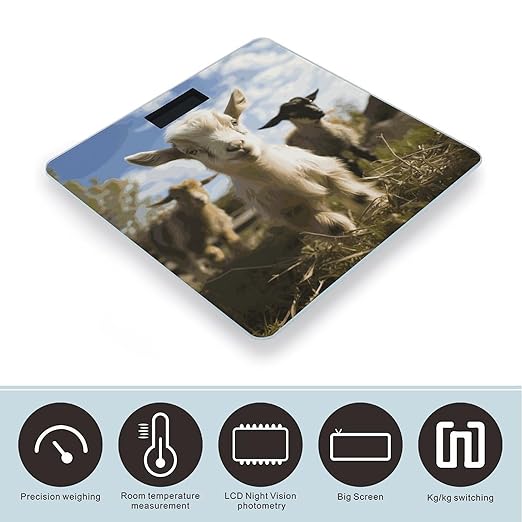Digital Bathroom Scale for Body Weight Scale with Bright LCD Display High Accuracy Step-On Technology Auto On/Off Cute Goat Digital Scales 400 Lbs /180kg
