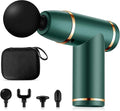 Ergocar Powerful Muscle Massage Gun Deep Tissue 6 Speeds Handheld Electric Body Massager with 4 Heads Super Quiet Fashion for Athletes Sedentary Office WorkerButton Style-Green Gold