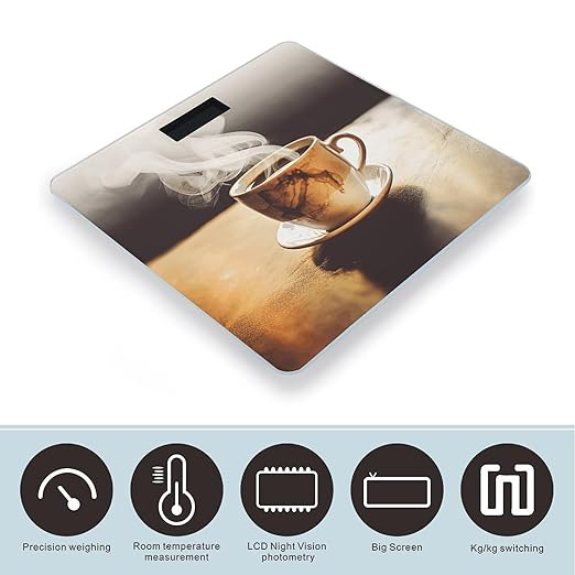 Hot Coffee Bathroom Scale Large LCD Backlight Display Digital Scale Rounded Corners Body Scales Automatic Power On/Off Bathroom Scales for Home Bedrooms