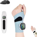 Rechargeable Electric Wrist Massager Portable Hand Heating Pad with 8 Modes &amp 30 Intensity Levels Wrist Massage Machine Wearable Hand Heating Pad for Daily &amp Sports (White) (Blue)