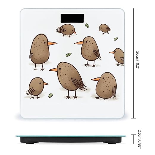 Kiwi Birds Cute Weight Scale Large Bathroom Scales Digital Weight with Bright LED Display Non Slip Automatic Weighing Scale Fashion Weighing Machine for Body