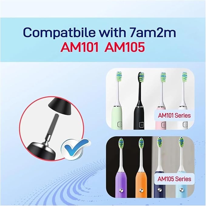 10PCS Replacement Toothbrush Heads Compatible for 7am2m AM101/AM105 Sonic Electric Vacuum Soft Bristle Nozzles(10PCS White)