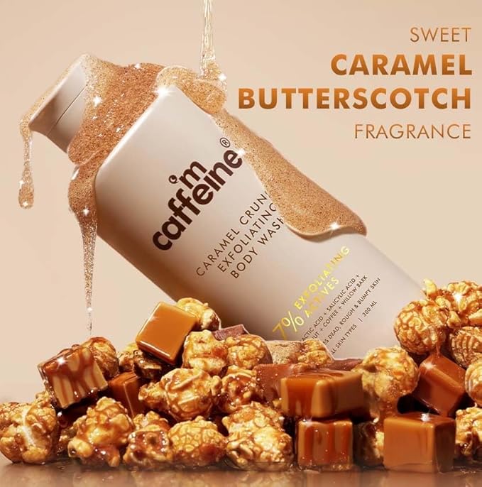 Mcafeine Exfoliating Caramel Crunch Body Wash Refreshing Shower Gel with Natural Scrub 300 ml