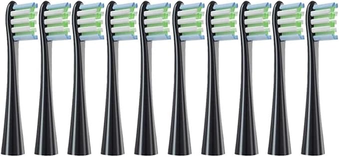 Replacement Brush Heads for Compatible Oclean Flow/X/X PRO/F1/ One/Air 2 Sonic Electric Toothbrush Blue Green Soft Bristle Nozzles(10 Black)