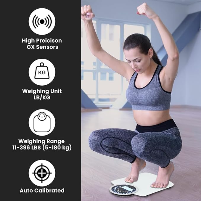 EILISON Highly Advance 2-in-1 Digital &amp Analog Weighing Scale for Body Weight-400lbs 4 High Precison GX Sensor Accurate Thick Tempered Glass Extra Large Display (White)