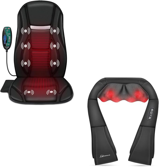 Snailax Vibration Back Massager with Heat &amp Shiatsu Neck and Shoulder Massager – Full-Body Massage Solution for Office Home
