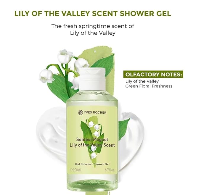 Yves Rocher Green Tea Perfumed Shower Gel Set of 3 Nourishing &amp Moisturizing Body Wash Gentle Cleansing with Organic Cornflower Water 200 ml/6.7 fl.oz