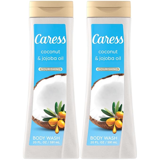 Caress Body Wash Nourishing Coconut &amp Jojoba Oil 2-Pack – Bath &amp Shower Essentials for Soft Smooth Skin 20 Oz Ea