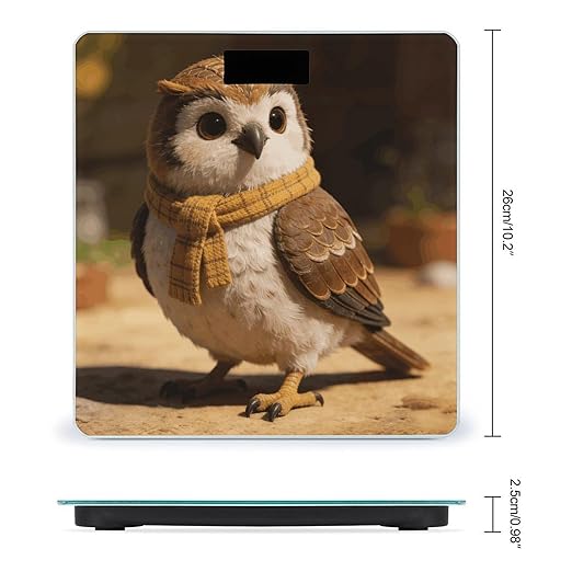 Checked Little Warm Owl Smart Scale for Body Weight Digital Bathroom Scale Toughened Glass Weight Scale with Large LCD Backlight Display High Precision Scales Weighing Machine