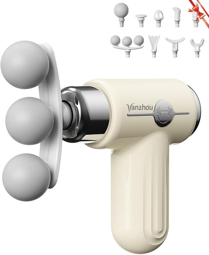 Mini Massage Gun Deep Tissue Portable Handheld Massage Gun for Muscle Recovery Quiet Percussion Massager with 9 Heads Lightweight USB-C Rechargeable Massage Gun for Travel Gym &amp Office
