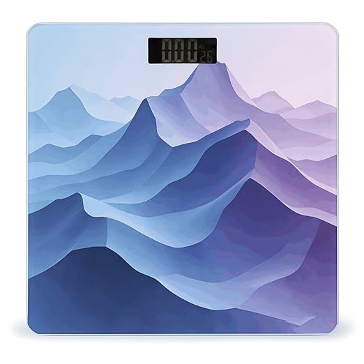 Abstract Topographic Map Weight ScaleClear LED Display Bathroom Digital Weighing ScaleTempered Glass Digital Bathroom Scale for Body Weight Capacity Up to 400 Lbs