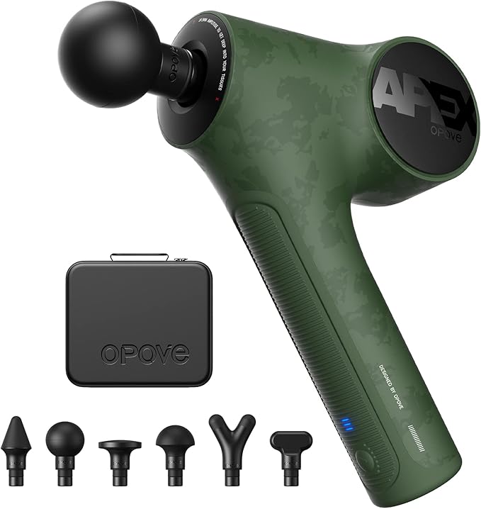 Opove Massage Gun Fascia Percussive Muscle Massager 14.5mm for Back Pain Relief Workout Recovery in Gym Home Office Daily Massage Ergonomic for Effortless to Use Apex Green