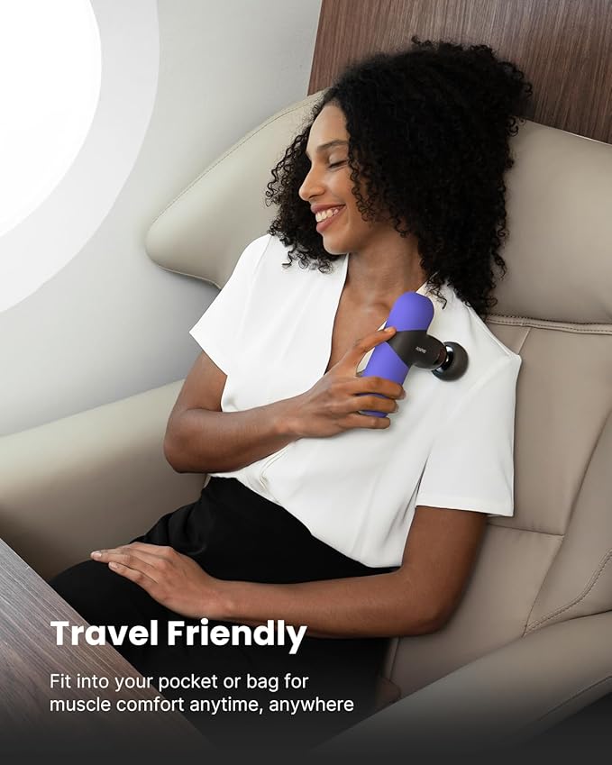 RENPHO Mini Thermal Massage Gun with Heat Portable Deep Tissue Percussion Massager with 4 Heads for Neck &amp Back Comfort Ultra-Quiet Operation for Home Office &amp Travel Includes Compact Carr