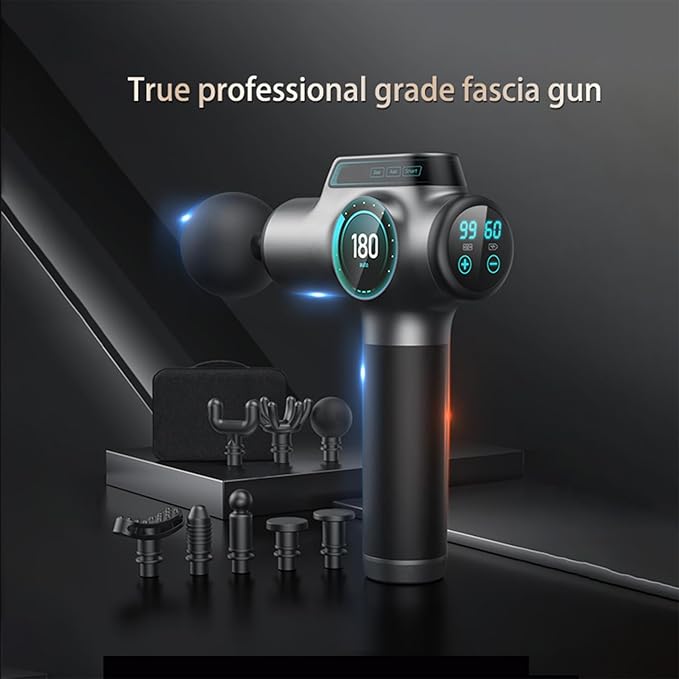 Muscle Massage Gun – 99-Speed Deep Tissue Massage Gun with LCD Touchscreen 8 Heads Quiet Motor Rechargeable &amp Carrying Case for Workout Recovery and Relaxation