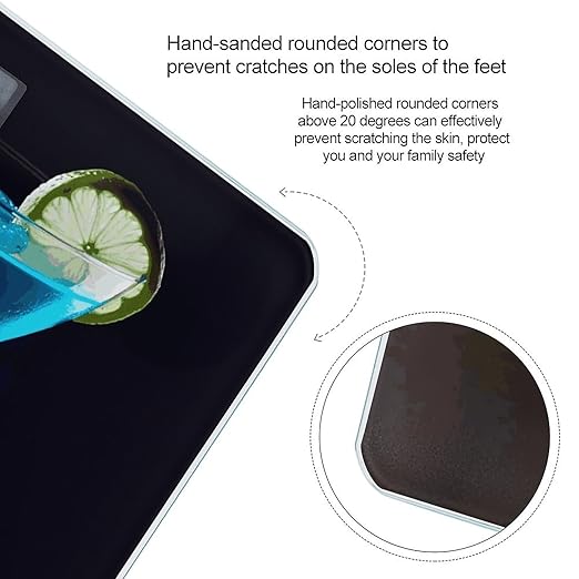 Blue Cocktail Weight Scale Digital Electronic Scales Bathroom Scale Larg LCD Backlight Display High Precisio MeasurementsTempered Glass