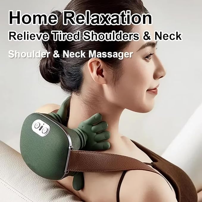 Heated Massager Shoulder and Neck Massager with Heat Electric Deep Tissue 4D Kneading Massage Electrlc Massage with Fingers for Pain Relief and Muscle Relax Neck Massager with Heat (Black)