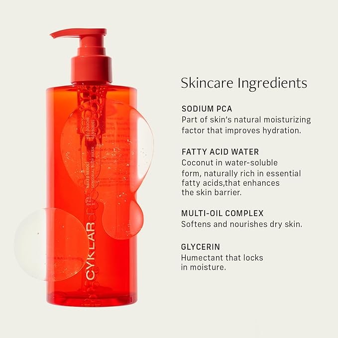 CYKLAR Sensorial Body Wash. Naked Neroli Hydrating Cleanser with Moisture Locking Multi-Oil Complex Sodium PCA and Glycerin. Nourishing Shower Gel for Women and Men 16.5 Fl Oz Luxury Bodywash