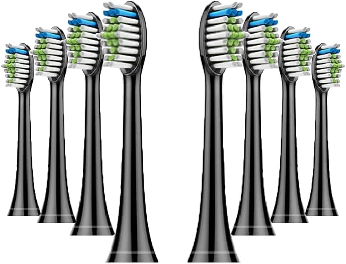 4pcs Replacement Brush Head Compatible with PH Sonic Care Diamondclean Electric Toothbrush(8pcs Black)