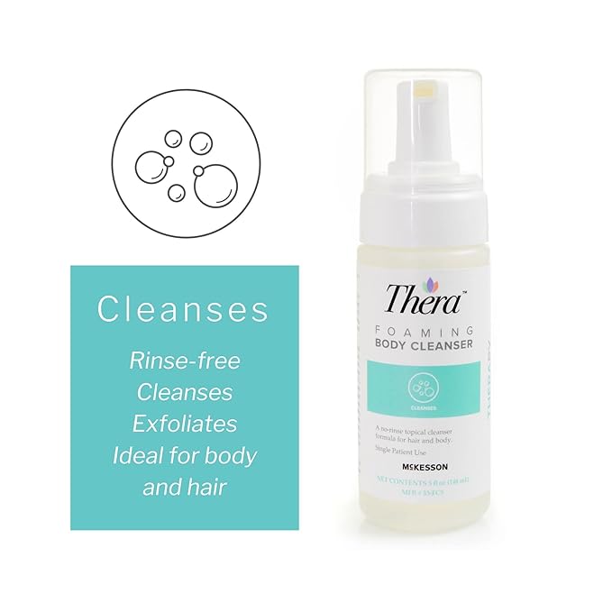 Thera Foaming Body and Hair Cleanser Rinse-Free Exfoliating Foam 5 oz 12 Count