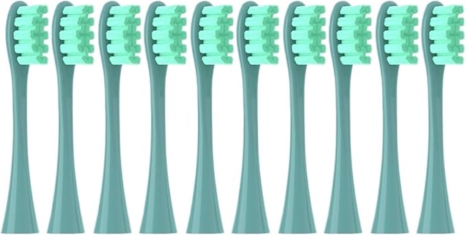 Replacement Brush Heads Compatible for Oclean Flow/X/X PRO/F1/ One/Air 2 Sonic Electric Toothbrush Blue Green Soft Bristle Nozzles(10 Green)