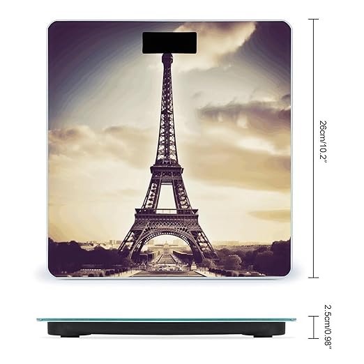 Eiffel Tower Love Paris Scale for Body Weight Sturdy Tempered Glass Weighing Scales with LCD Display Accurate Digital Bathroom Scale Convenient Body Fat Smart Scales 400lb