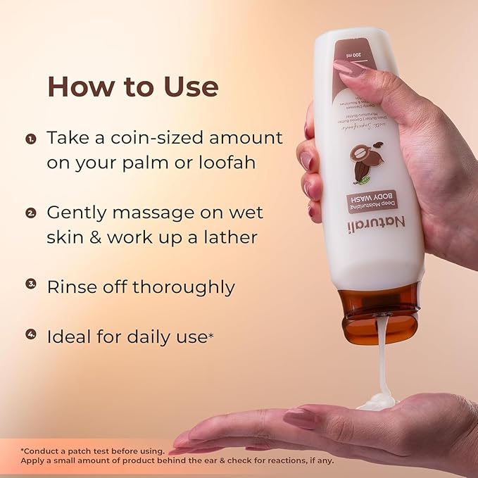 The Naturali Deep Moisturising Body Wash With Shea Butter Cocoa Butter &amp Murumuru Butter | Gently Cleanses | Deeply Hydrates &amp Nourishes | Strengthens Skin Barrier | 200ml