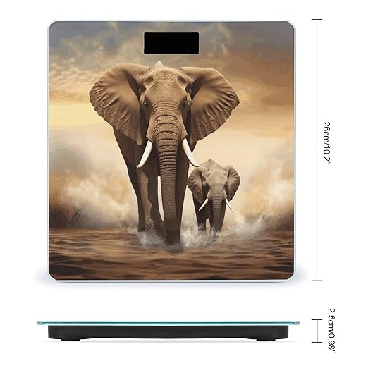 Elephant and Baby Elephant Bathroom Scale for Body Weight Bathroom Digital Electronic Weighing Scale with Back Lit LED Display Sturdy Tempered Glass Weight Watchers Scales 400lb