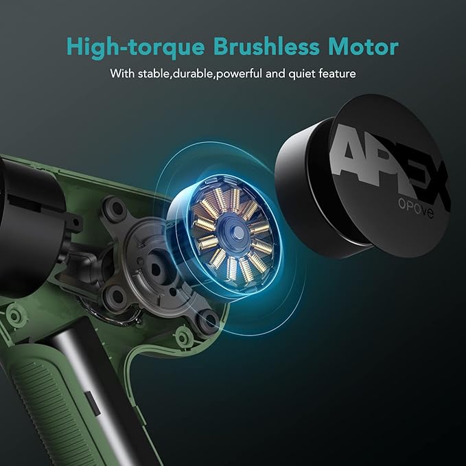 Opove Massage Gun Fascia Percussive Muscle Massager 14.5mm for Back Pain Relief Workout Recovery in Gym Home Office Daily Massage Ergonomic for Effortless to Use Apex Green