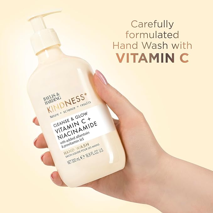 Baylis &amp Harding Kindness + Vitamin C &amp Niacinamide Orange &amp Mango Fragrance 16.9 fl. oz Cleanse &amp Glow Hand Soap (Pack of 3) - Biodegradable Formula - Vegan Friendly