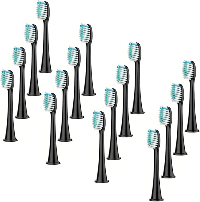 Compatible Sonic Replacement Toothbrush Heads DiamondClean HealthyWhite FlexCare EasyClean Essence(Black 16pcs)