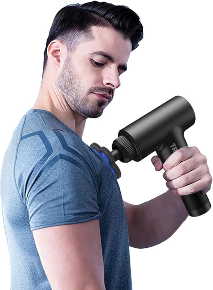 TRAKK Beast Cordless Hot and Cold Percussion Massager 6 Intensity Levels Deep Tissue Massage Gun Black