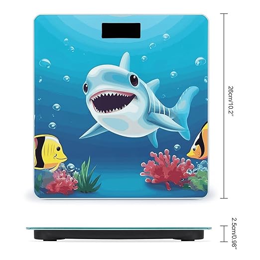 Smiling Shark Scale for Body Weight Anti-Slip Digital Bathroom Scale Sturdy Toughened Glass Weighing Scales High Precision Safe Rounded Corners Smart Scales