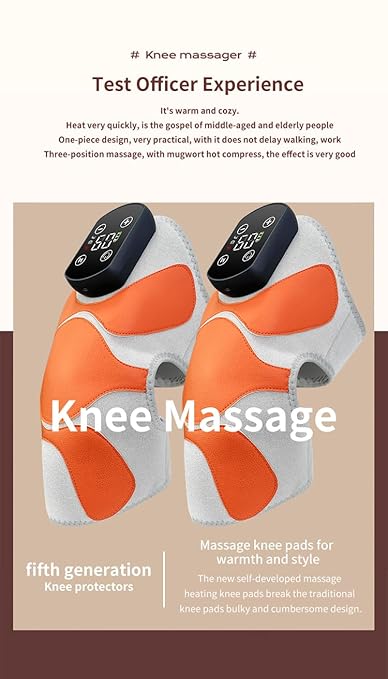 Electric Heating KneePad with Massage function Heat and Vibration Therapy Joint Protection Relieve Knee Soreness Knee Brace Wrap Orange and Blue color easy to use.