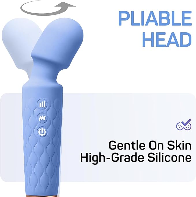 Rechargeable Personal Massager 8-Speed &amp 20-Mode Cordless Handheld Percussion Massager for Neck Back Shoulder Relaxation Quiet Handheld Body Massager with Ergonomic Design(Sky Blue)