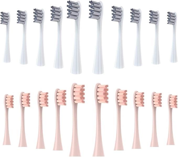 Brush Head ReplacementCompatible for Oclean Electric Toothbrush Soft Bristle X/X PRO/ Z1 Brushes Replaceable Fit(10 Grey 10 Pink)